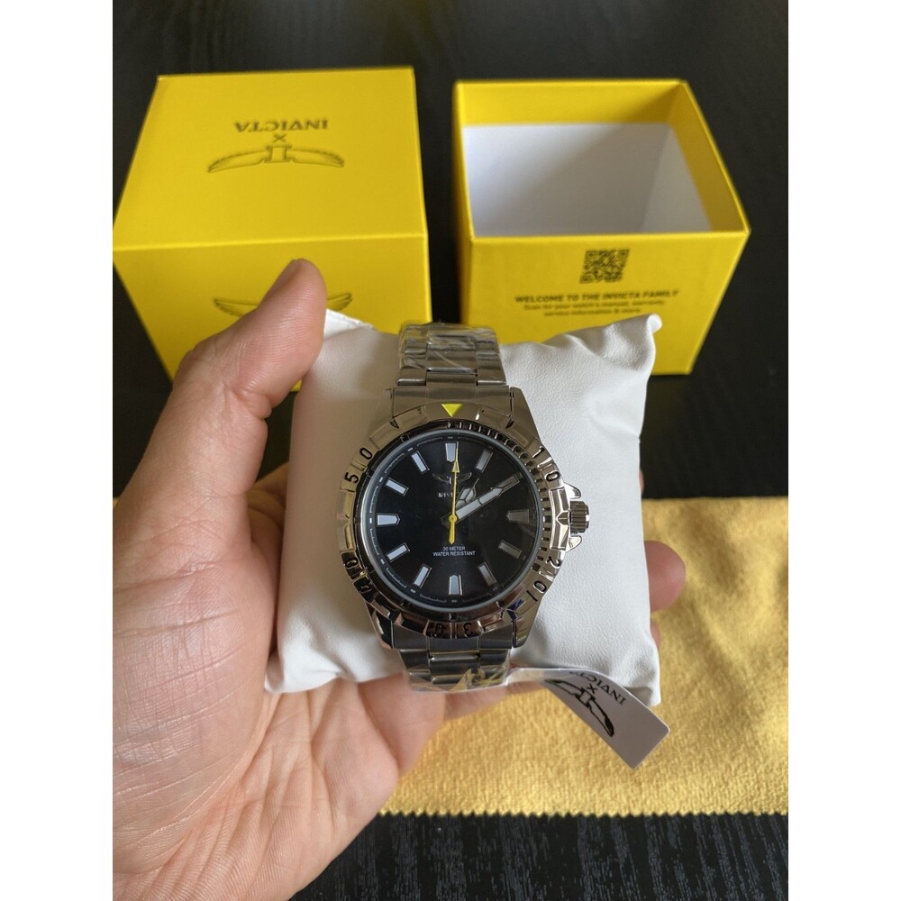 Invicta 69040 Specialty I Men's 42mm Black Dial Silver Tone Watch NIB with Tags